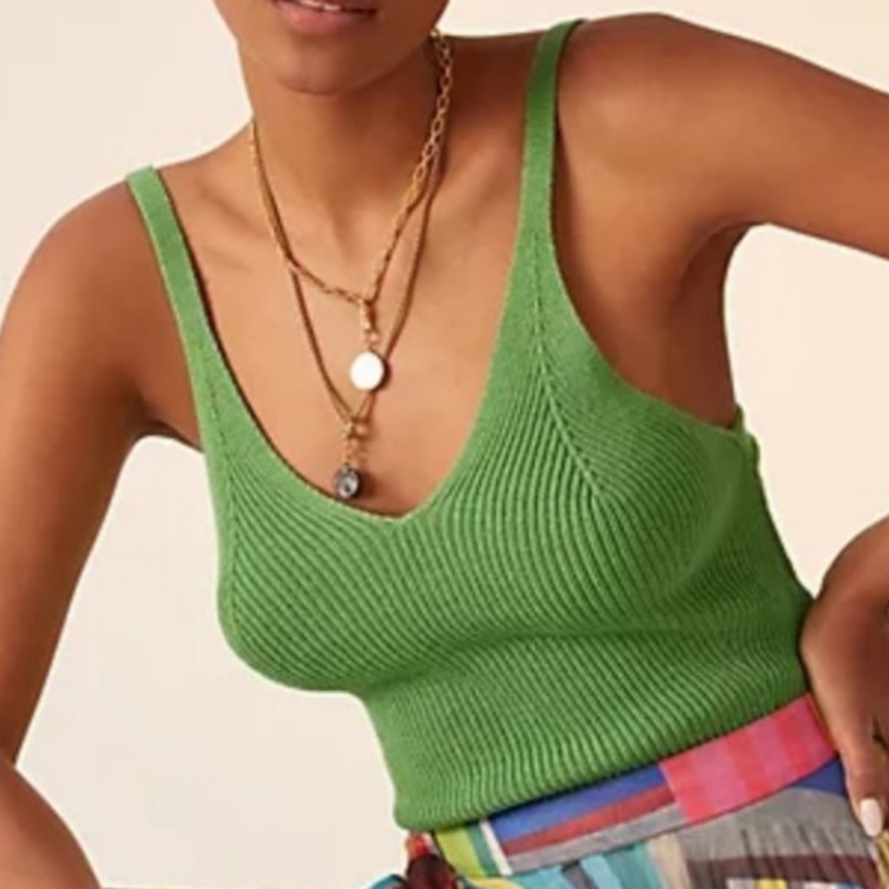 Anthropologie Maeve Everyday Maryanne Sweater Knit Tank in Kelly Green Small